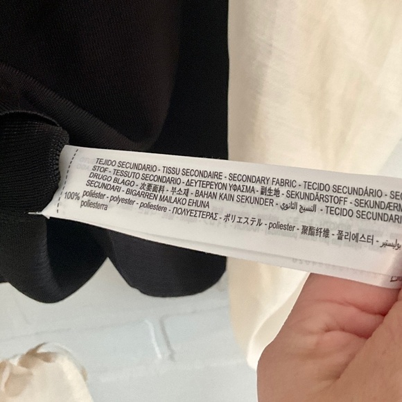 NWOT Zara Blouse Black knit body Off-White Puffy Statement Long Sleeve S - Picture 8 of 15